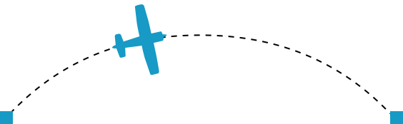 trajectoire simplifiée d'un avion d'un point à un autre